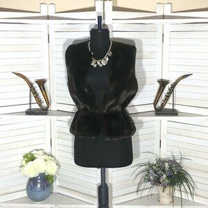 Vintage 90s Y2K Faux Fur Vest Brown Charlotte Russe Small